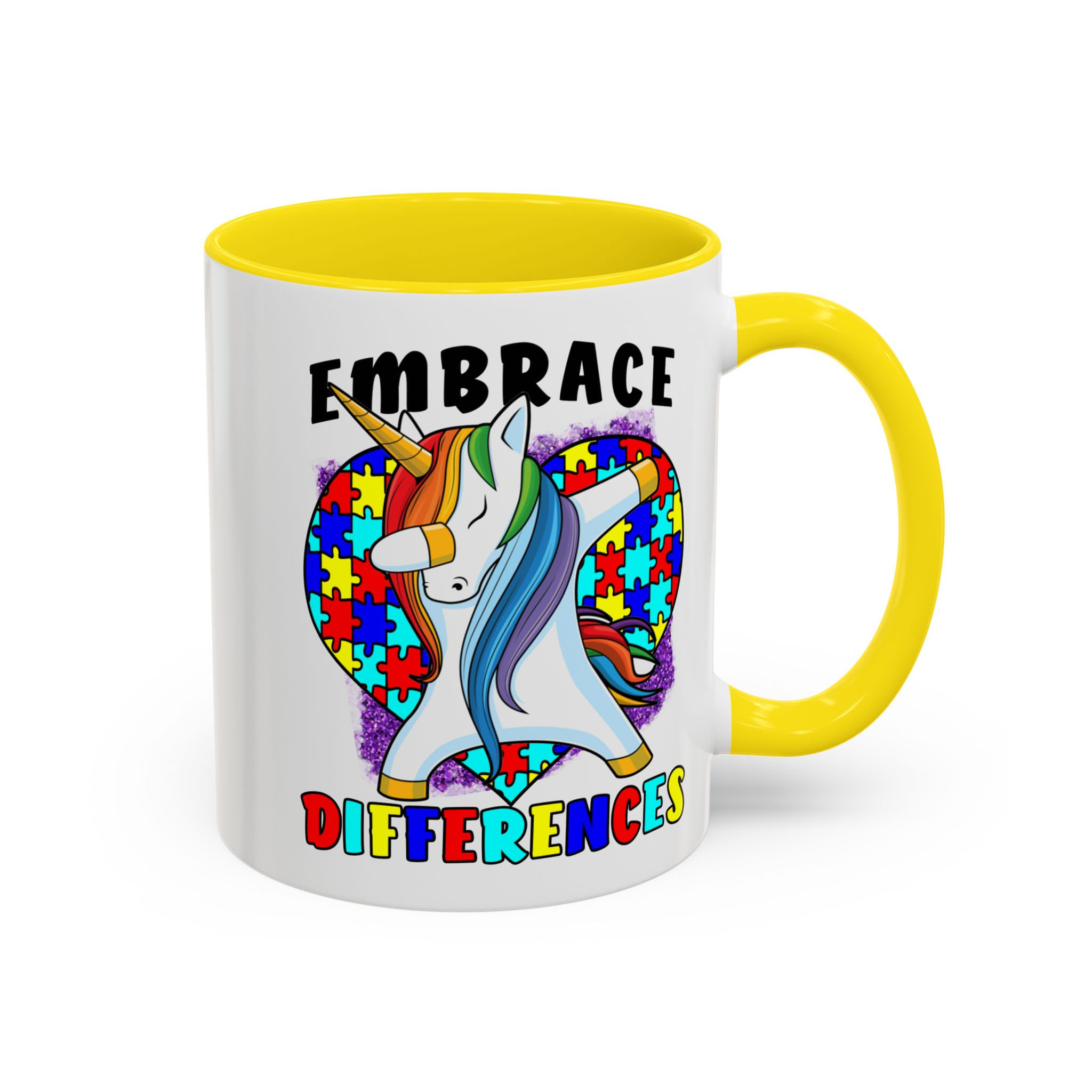 Embrace the Difference Unicorn Accent Coffee Mug (11, 15oz)