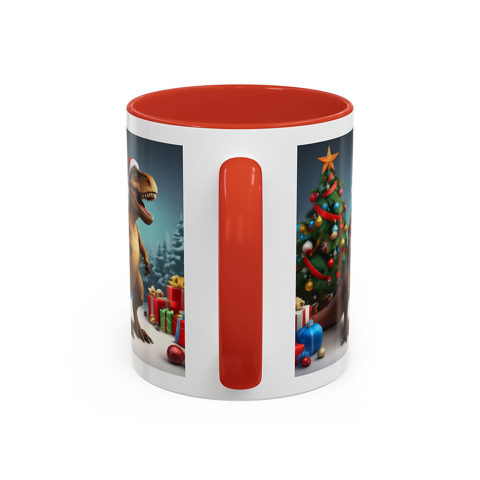 Thumbnail: Festive Dino Delight Mug – T-Rex, Santa Hat, & Christmas Cheer (11, 15oz)