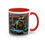 Thumbnail: Speed Meets Roar Mug – T-Rex and Two Blue Sports Cars (11, 15oz)