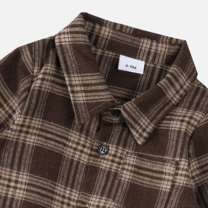 Thumbnail: Brown plaid dress & shirt