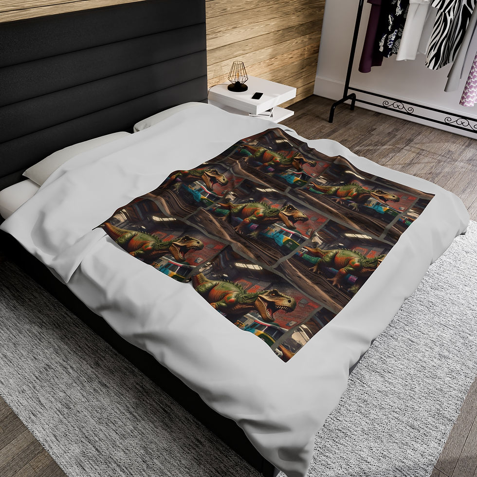Thumbnail: Cozy Dino on the Tracks Roar Blanket – Wrap Yourself in Dino Fun!