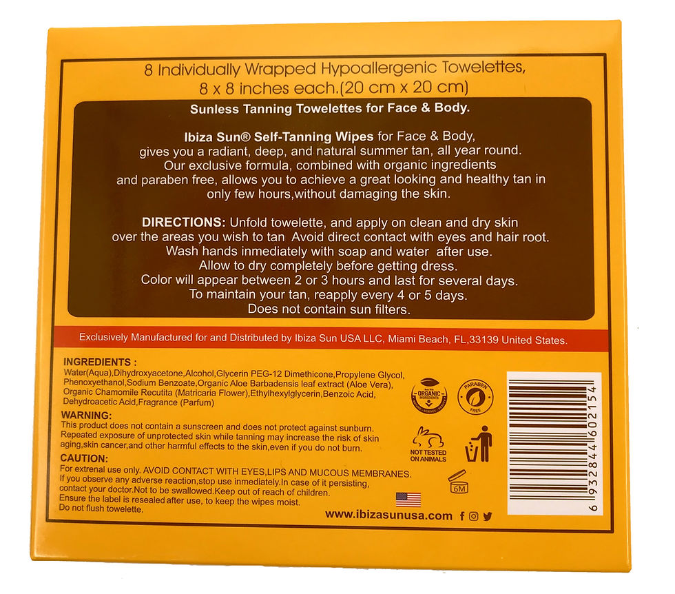 Thumbnail: Ibiza Sun- Organic Self Tanning Towelettes.8 count