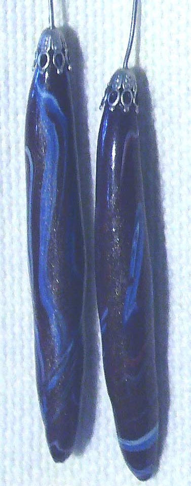 Thumbnail: Earrings Long blue marble