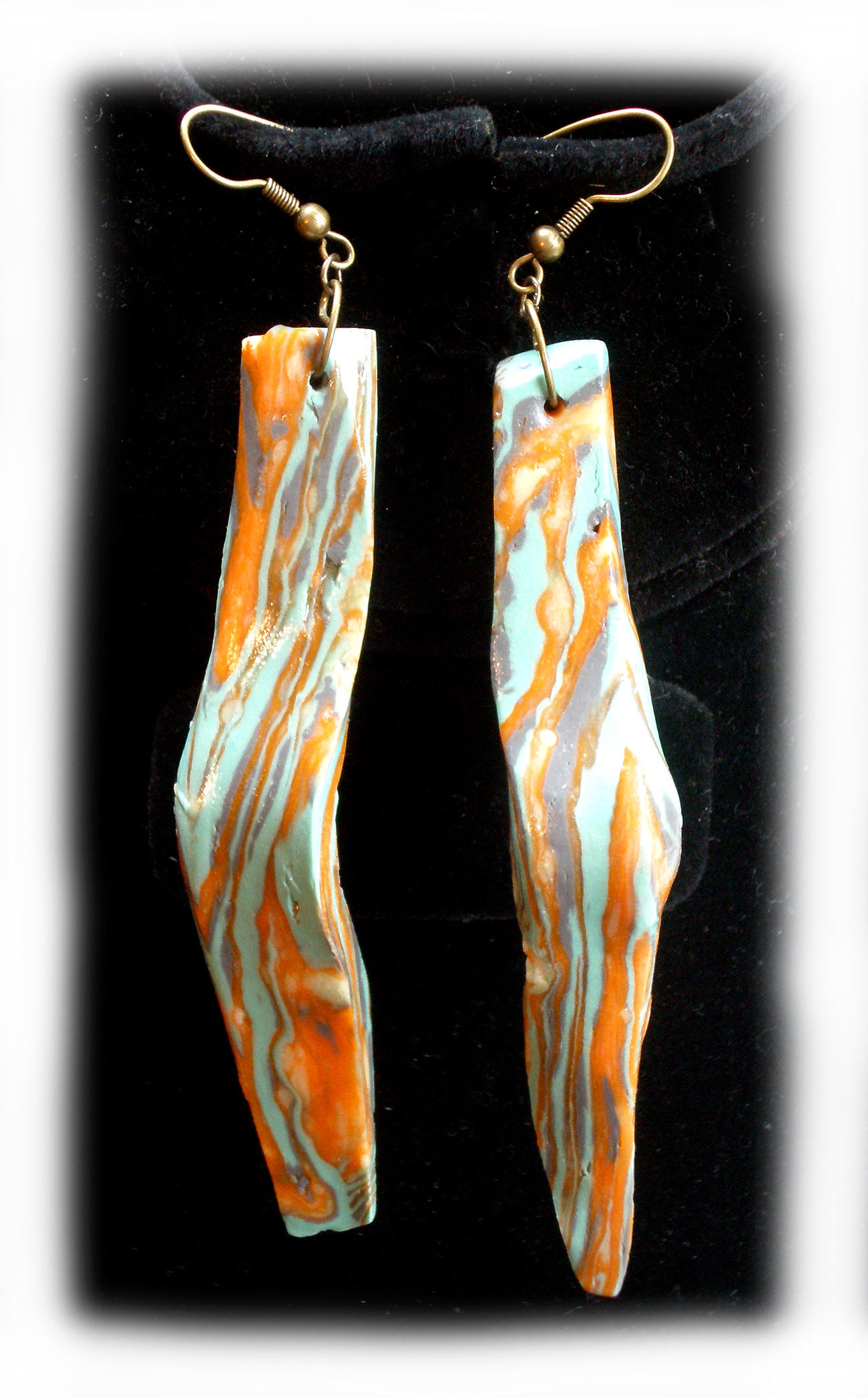 Earrings Turquoise-orange long
