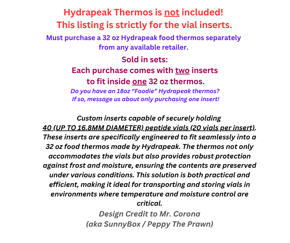 Thumbnail: Peptide Storage Thermos Hydrapeak Inserts Cold Storage 3ml vials