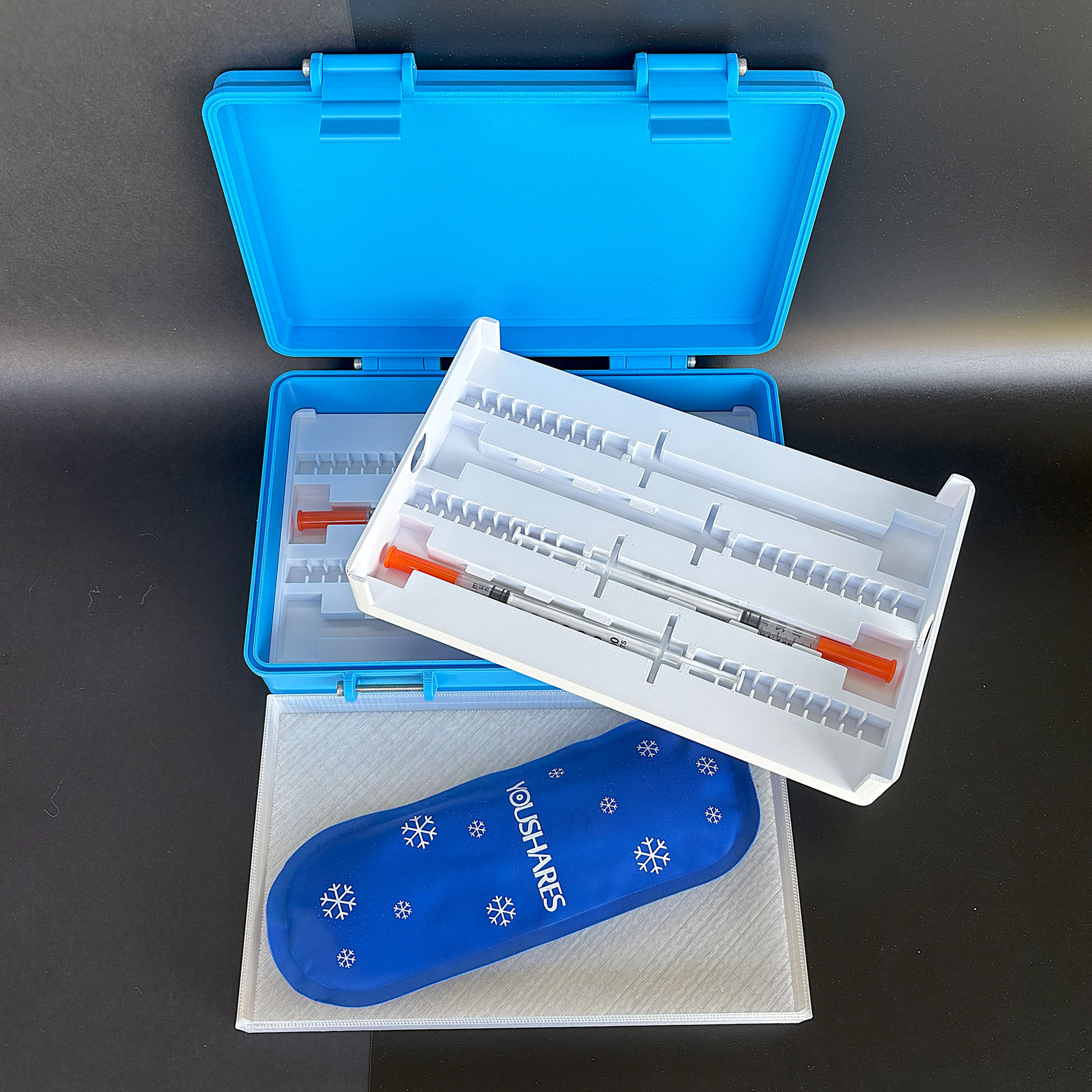 Pre-Filled 8 count Syringe Storage Box Optional Ice Pack Tray