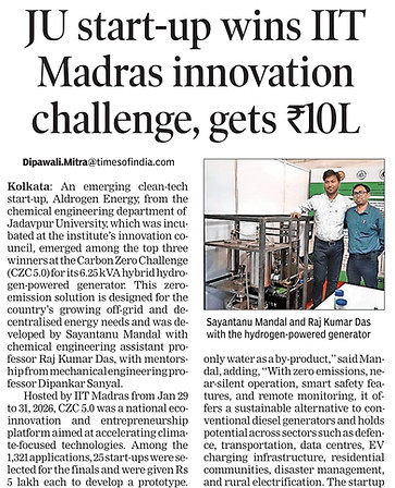 Aldrogen Energy wins Carbon Zero Challenge 5.0 organised by IIT Madras