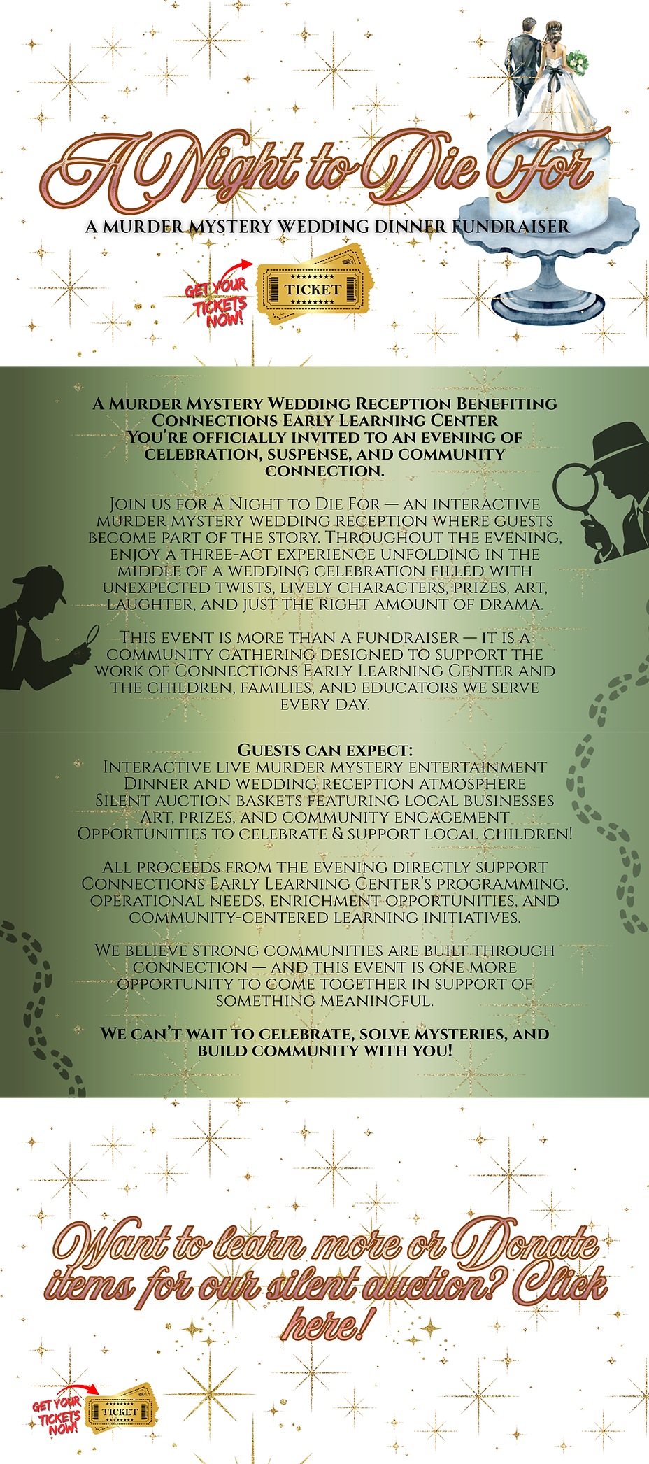 🔎 A Night to Die For A Murder Mystery Wedding Reception Benefiting Connections Early Lear