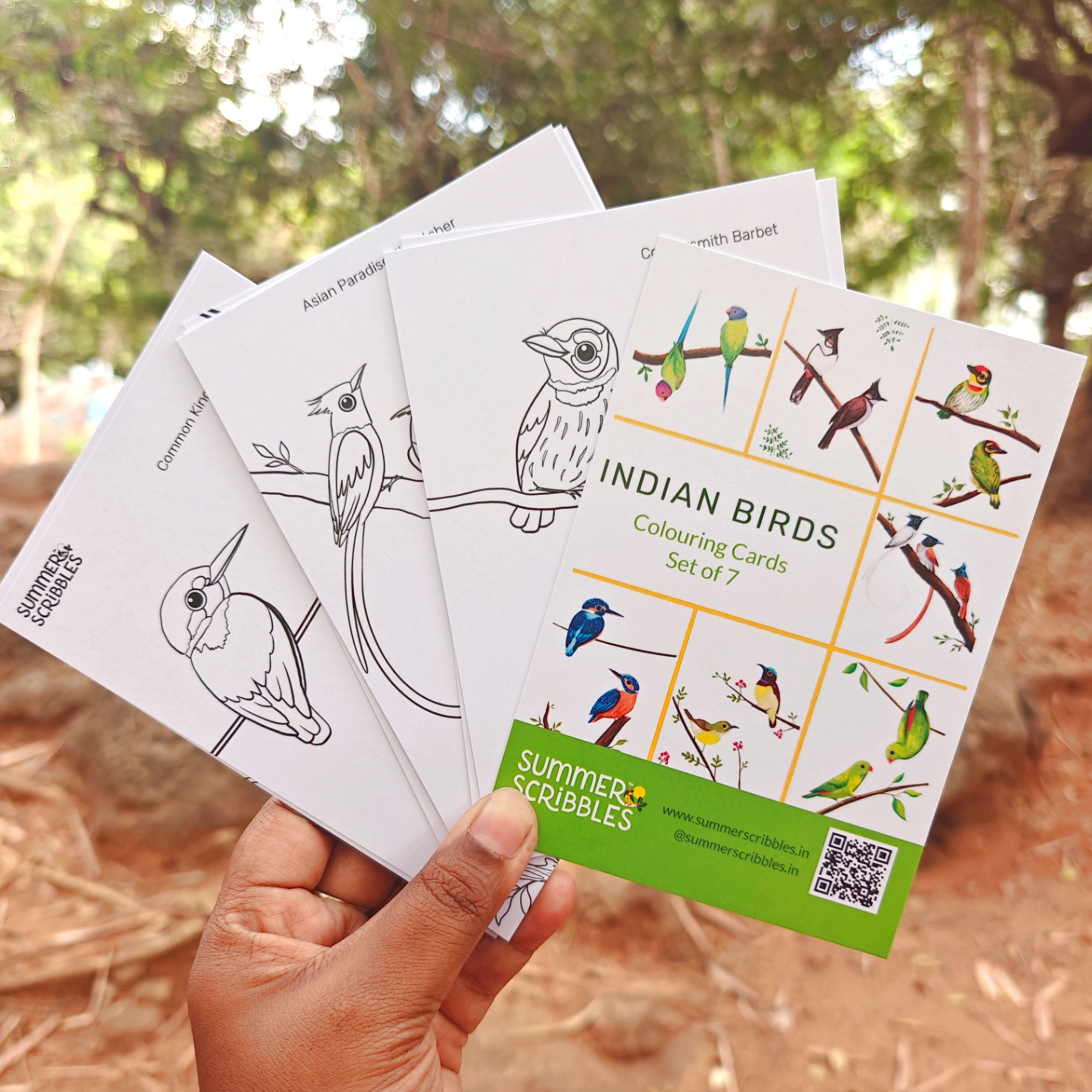 Coloring Cards - Indian Birds - Set Of 7