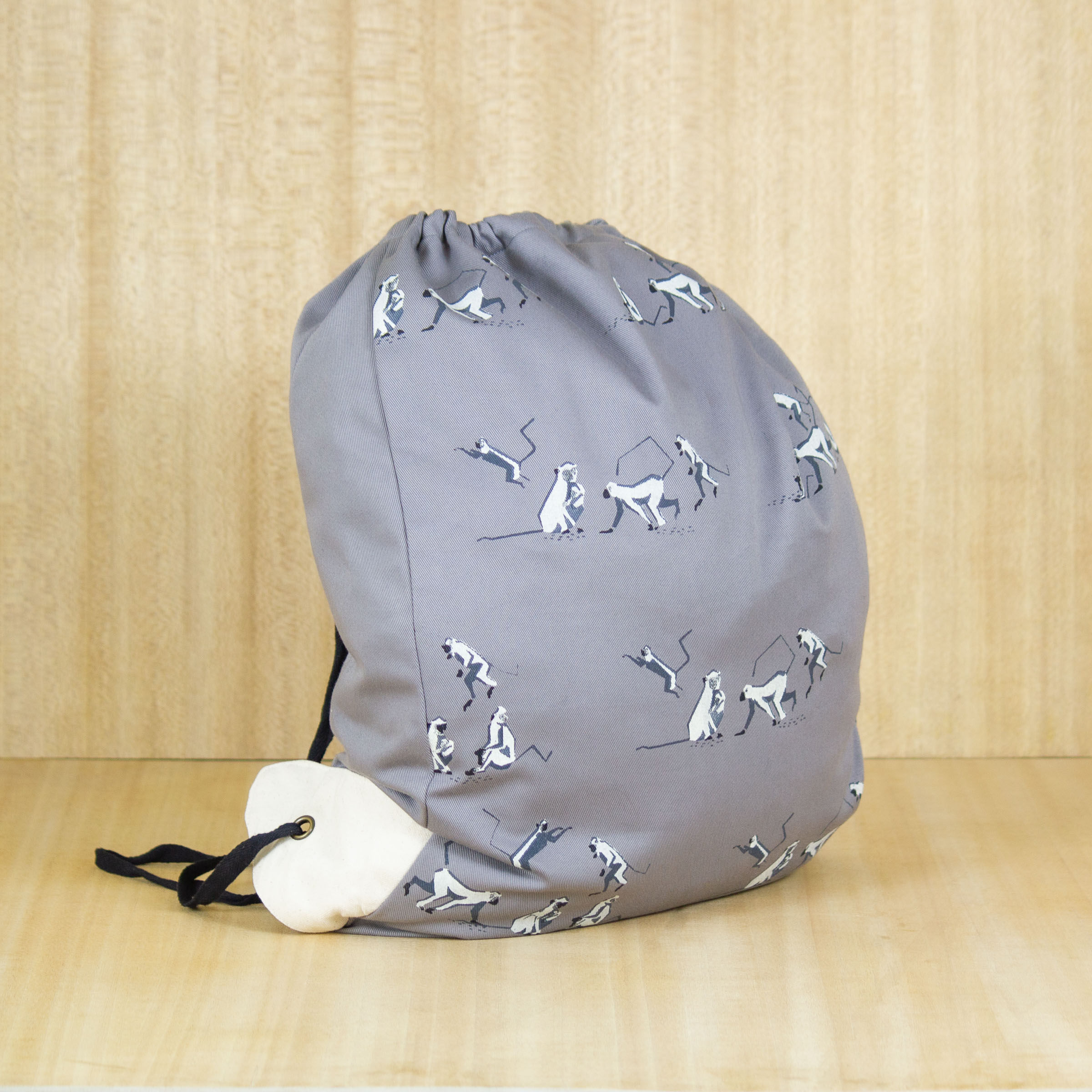 Grey Langur Drawstring Sack