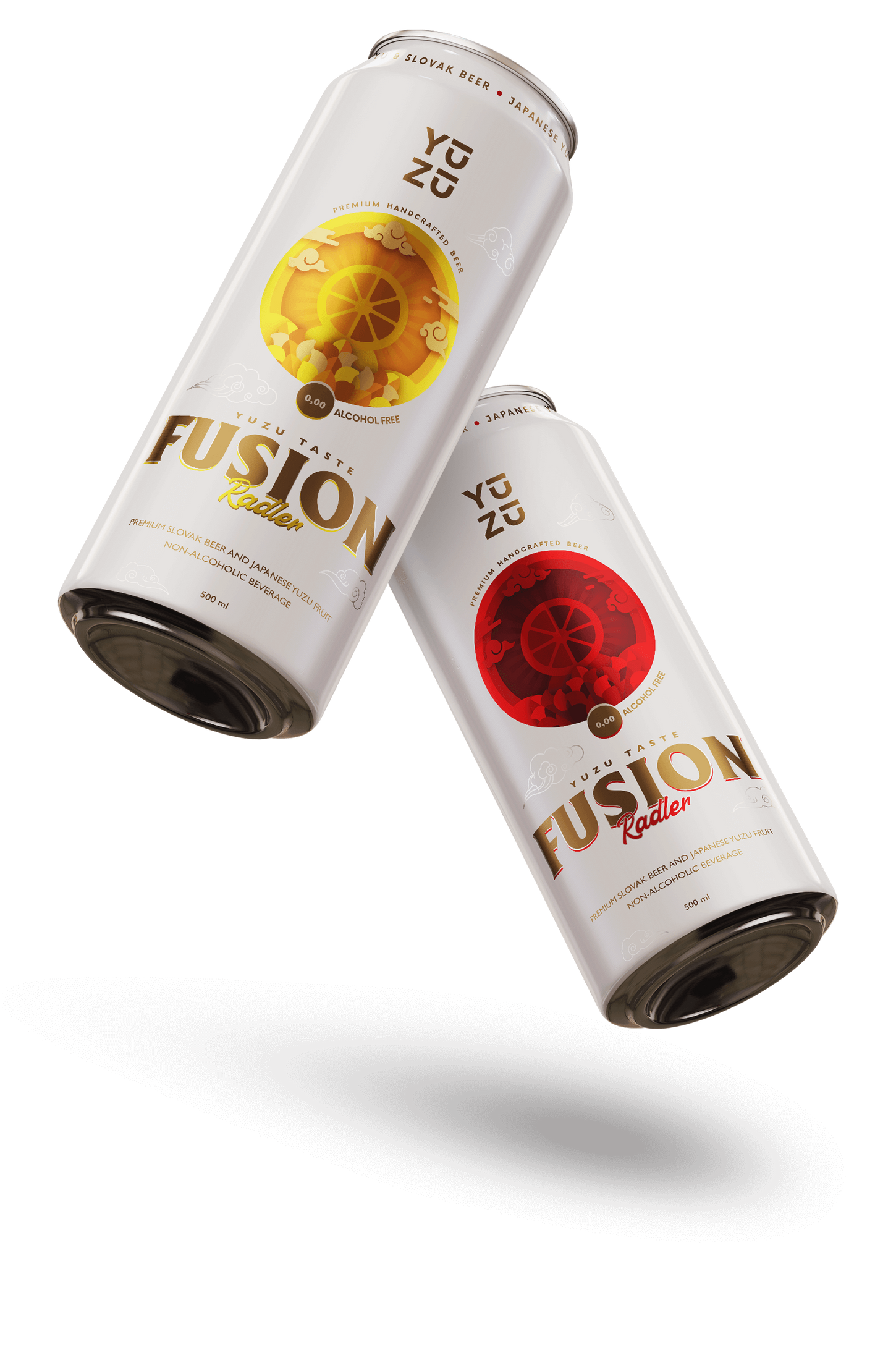 YUZU Fusion radler plechovka — produktový dizajn Provoco - vizualizácia oboch dizajnov plechoviek