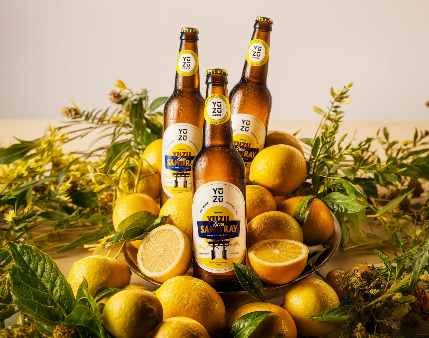 Obalový dizajn fliaš YUZU Fusion radler — vizualizácia 3D fliaš s etiketou
