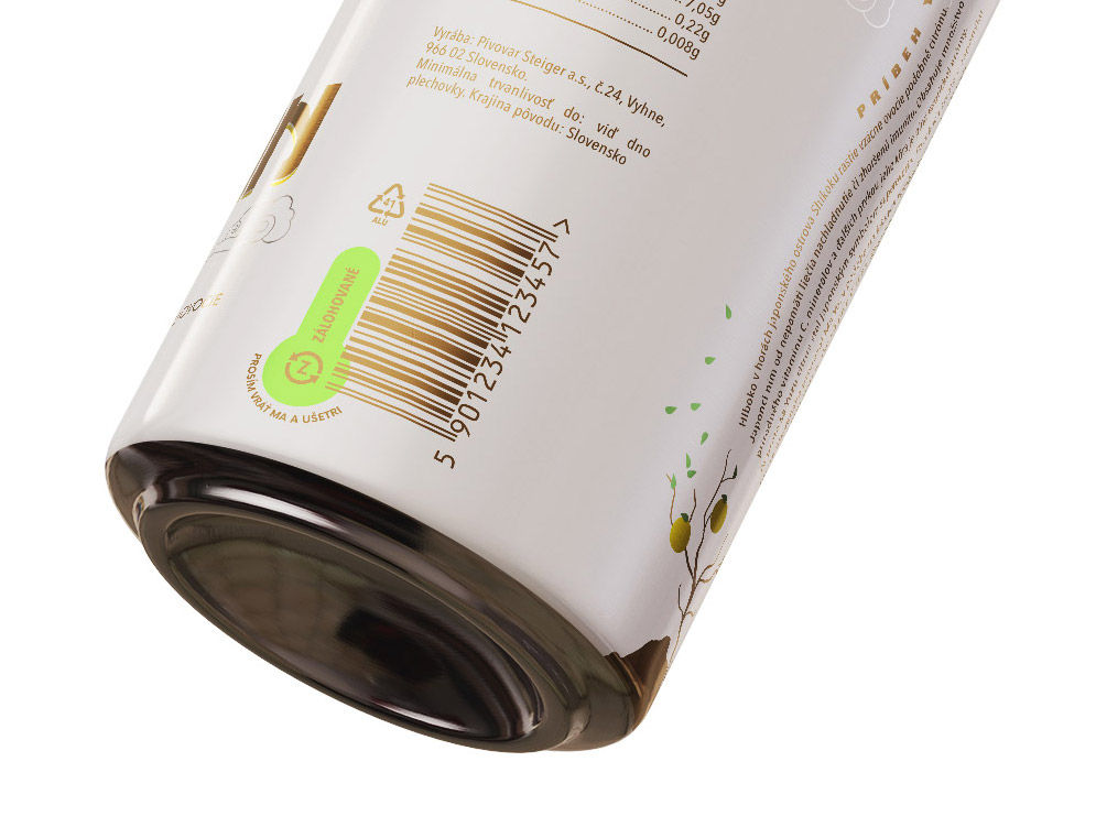 Obalový dizajn plechovky YUZU Fusion radler - zadná časť čiarového kódu