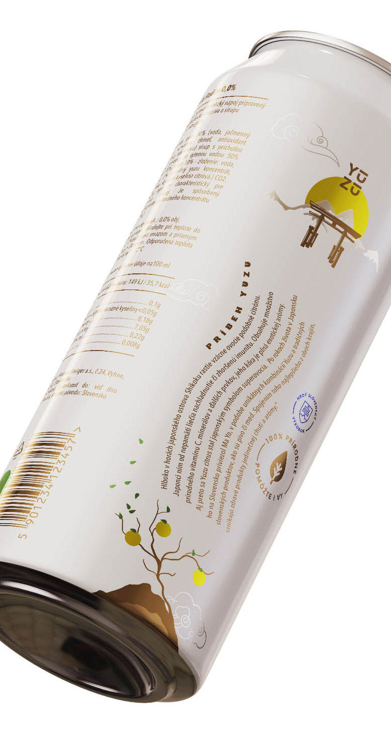 YUZU Fusion radler produktový dizajn Provoco - detail plechovky zo zadnej strany