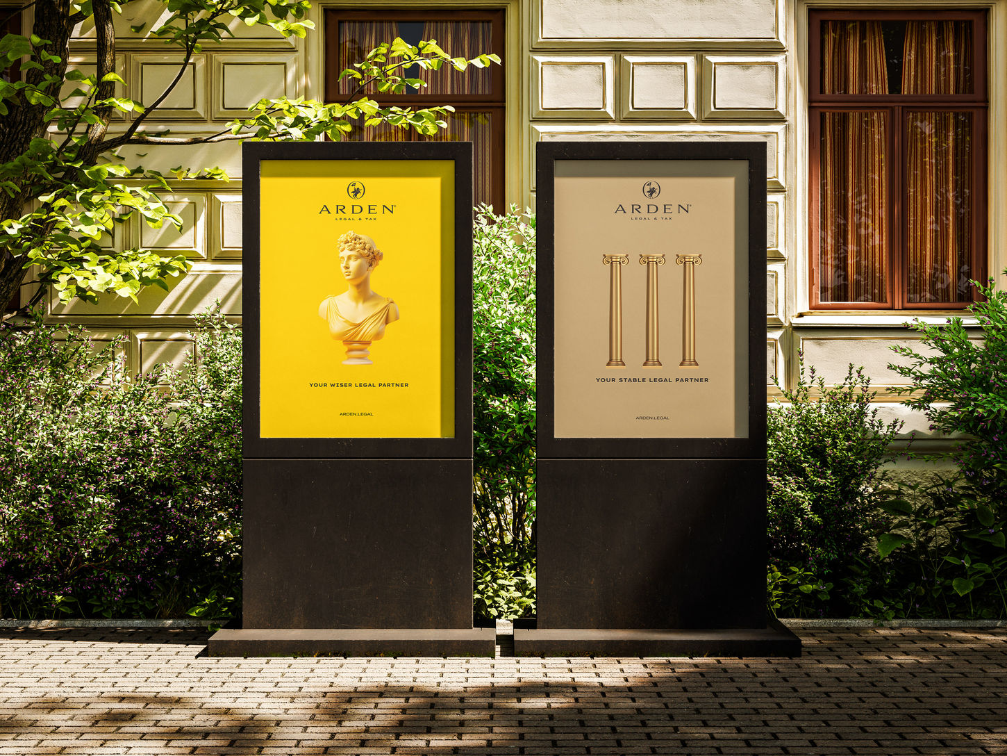 Logo ARDEN LEGAL & TAX - branding a komunikácia právnickej kancelárie na citylightoch