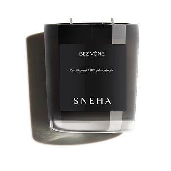 SNEHA prírodná sviečka bez vône čierne sklo