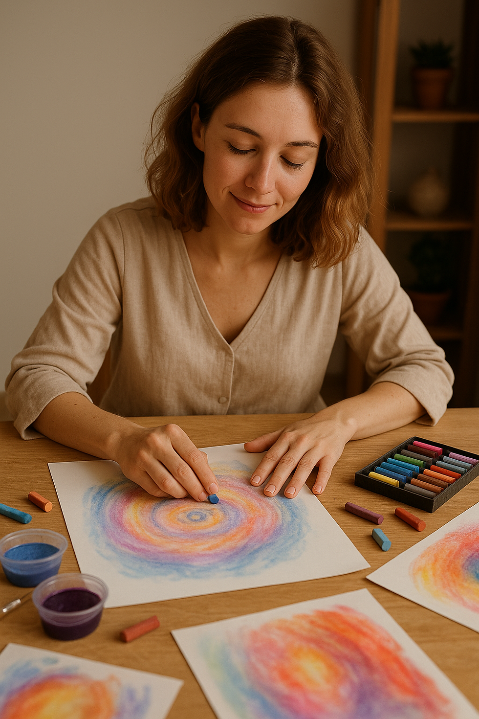 La arteterapia consciente abre un espacio seguro donde podemos expresarnos, liberar emociones y reencontrar sentidos, sin necesidad de “hacer arte” perfecto ni buscar resultados. Se trata de crear para sanar. De mirar lo que emerge. De permitir que el alma hable a través del color, la forma y el gesto.