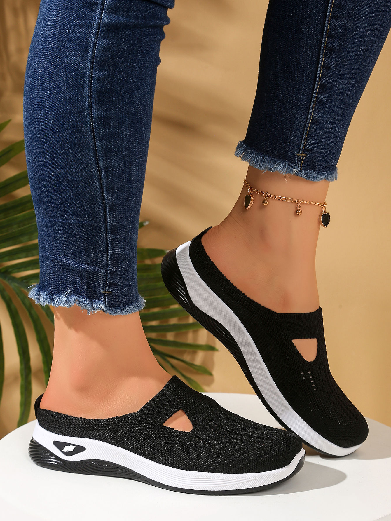 Mila Cotton Mesh Comfort Mules