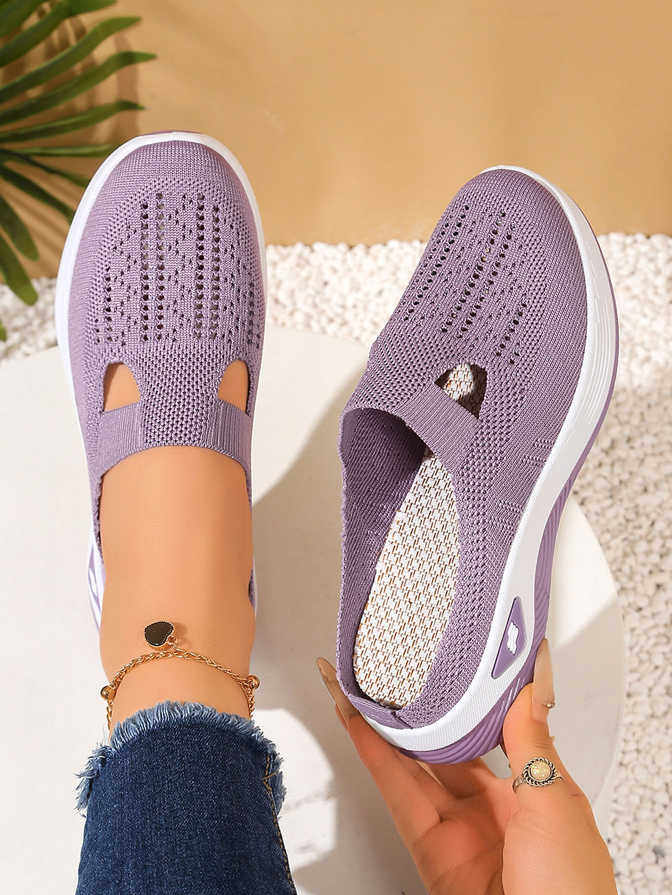 Thumbnail: Mila Cotton Mesh Comfort Mules