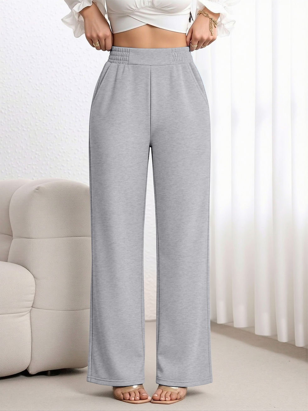 Thumbnail: Evelyn Relaxed Wide-Leg Bottoms