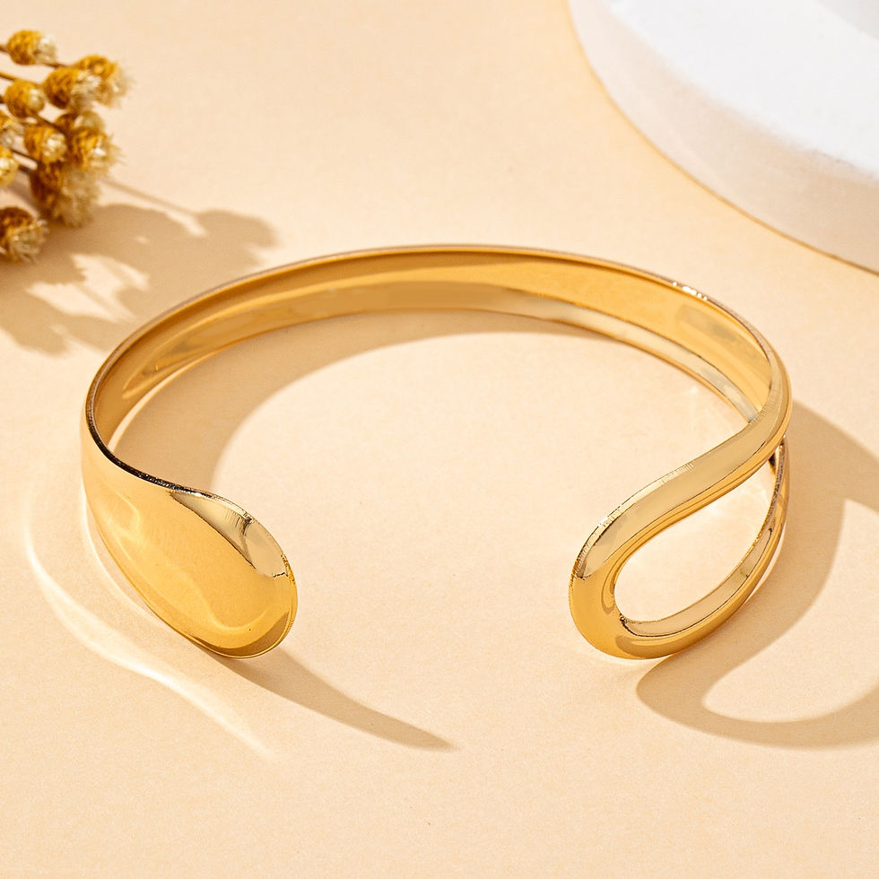 Thumbnail: Hollow Geometric Open Cuff Bracelet