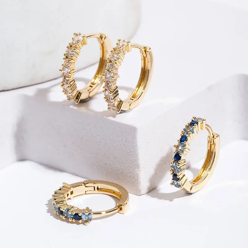 Thumbnail: Colourful Zircon Hoop Earrings
