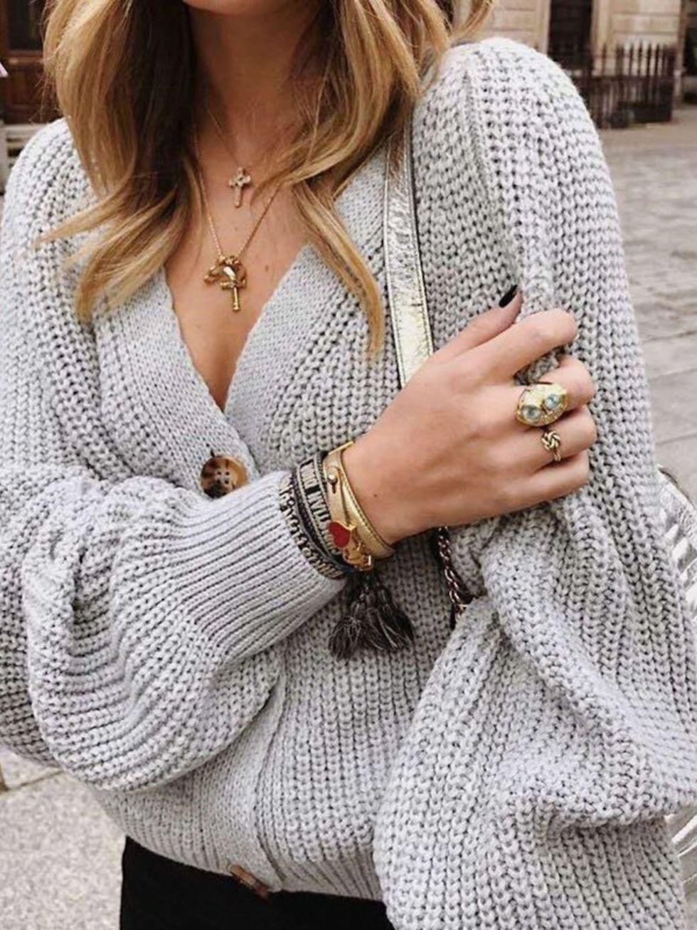Thumbnail: Maya Everyday V-Neck Button Sweater