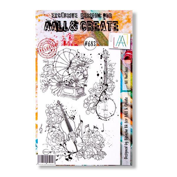 Thumbnail: Bipasha May 2022 Collection - Music & Flowers - 5 x Stamps & Acrylic Block