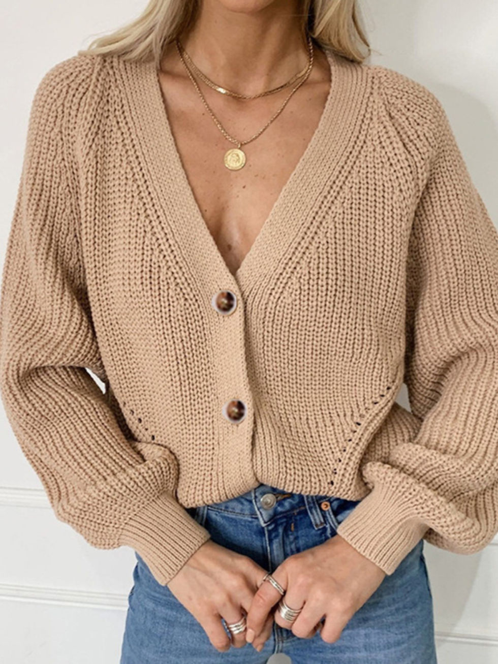 Thumbnail: Maya Everyday V-Neck Button Sweater