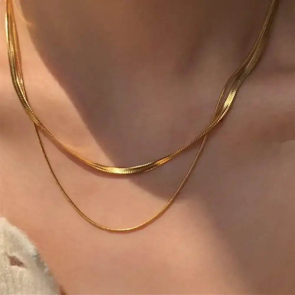 Gold Snake Lariat Necklace