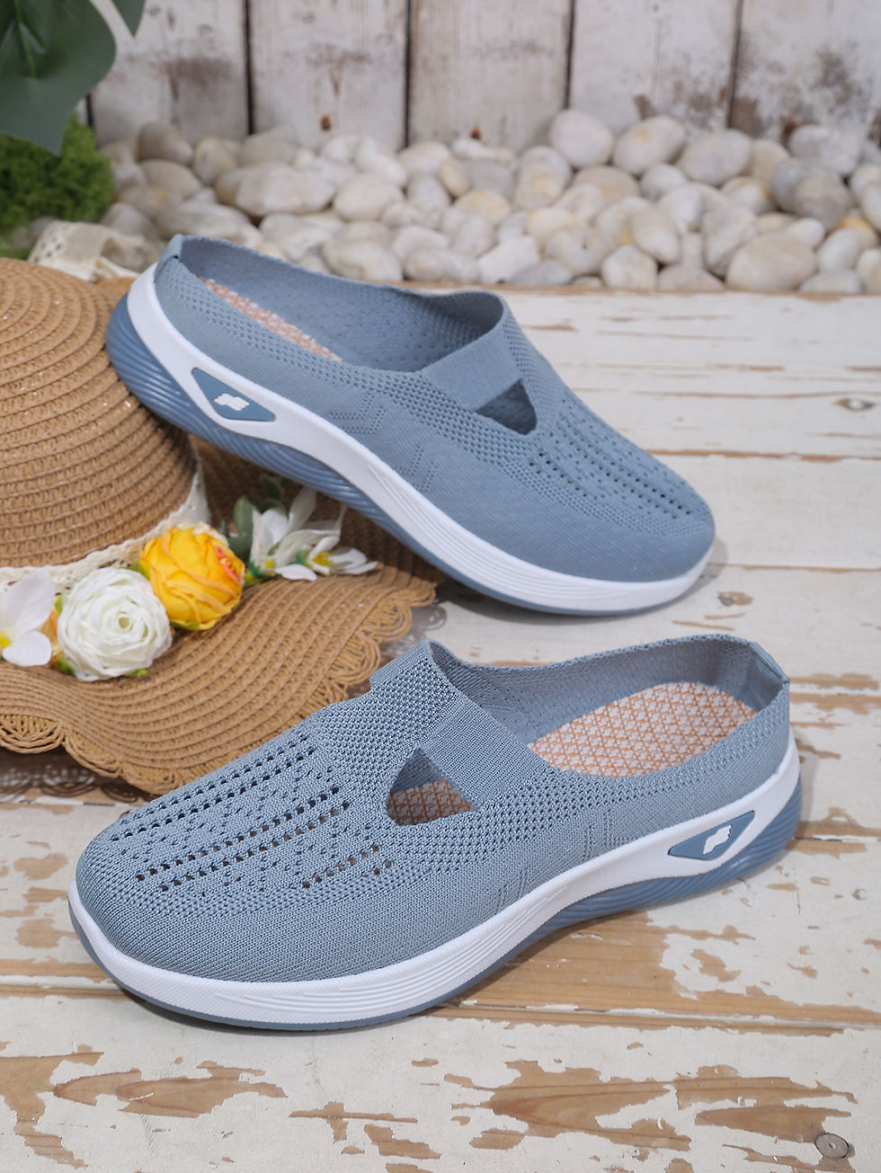 Thumbnail: Mila Cotton Mesh Comfort Mules