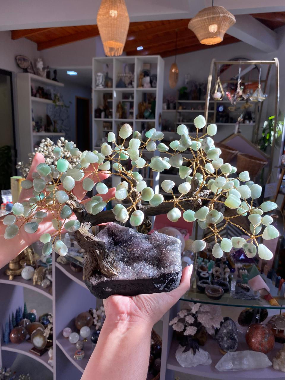 Árvore Bonsai de Quartzo Verde - 24 galhos