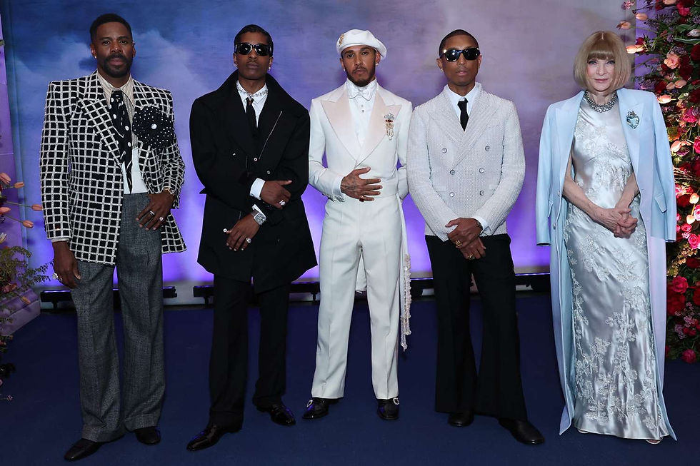 Coleman Domingo, A$AP Rocky, Lewis Hamilton, Pharell, and Anna Wintour at the 2025 Met Ball.