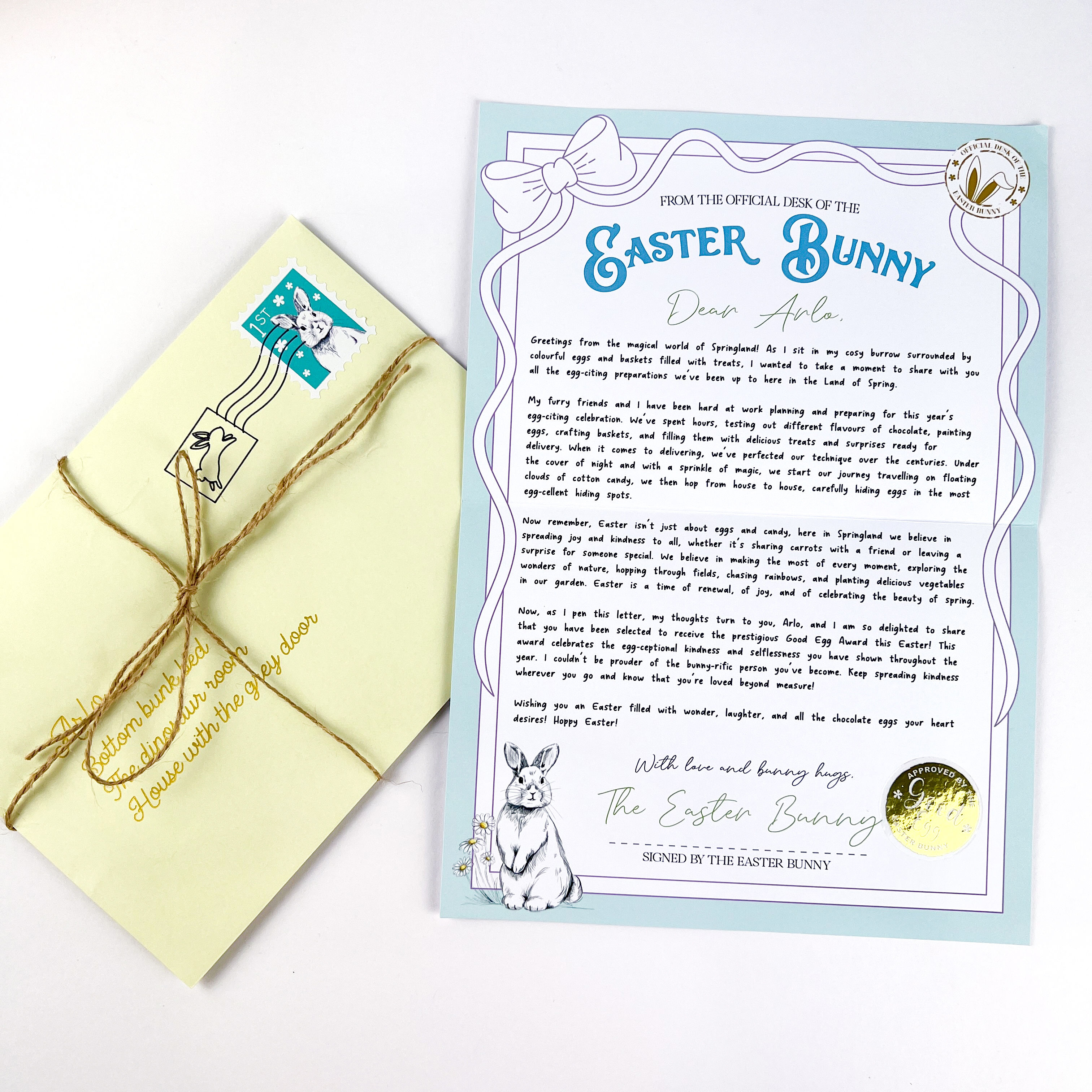Personalised Luxury Letter From the Easter Bunny