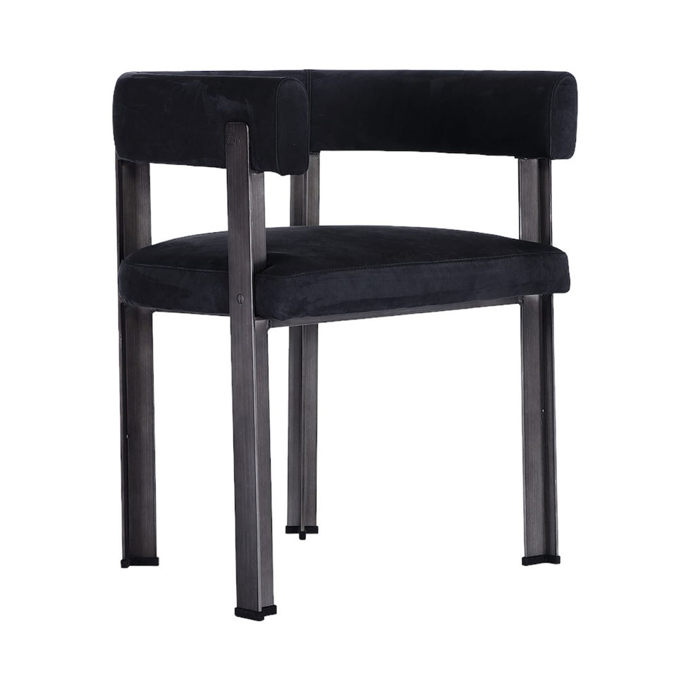 Modern black chair with metal frame, isolated on white background Nue Modern