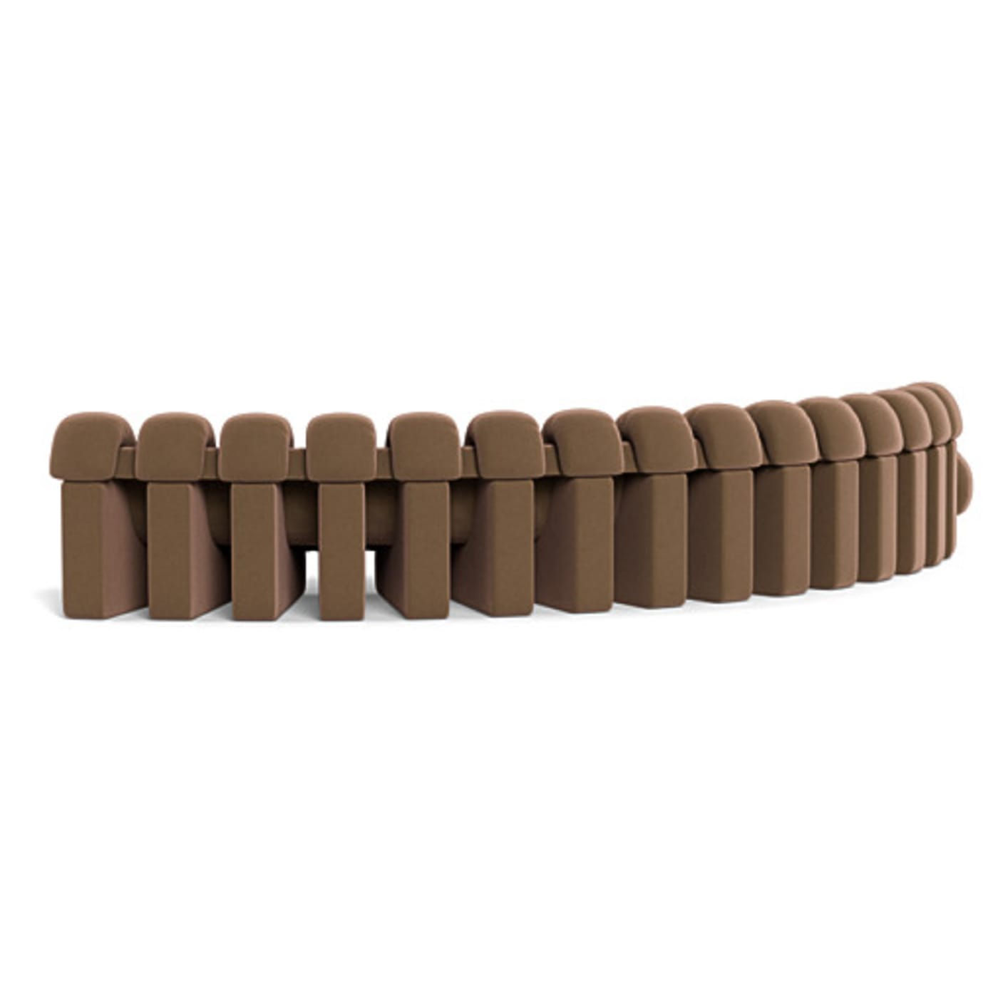 Brown wooden fence in a curve shape, modern garden design.