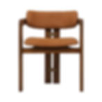 Wooden chair with brown leather seat and back, isolated on white.
