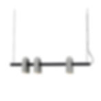 Modern pendant light with three gray arches and hanging lights. Nue Modern.