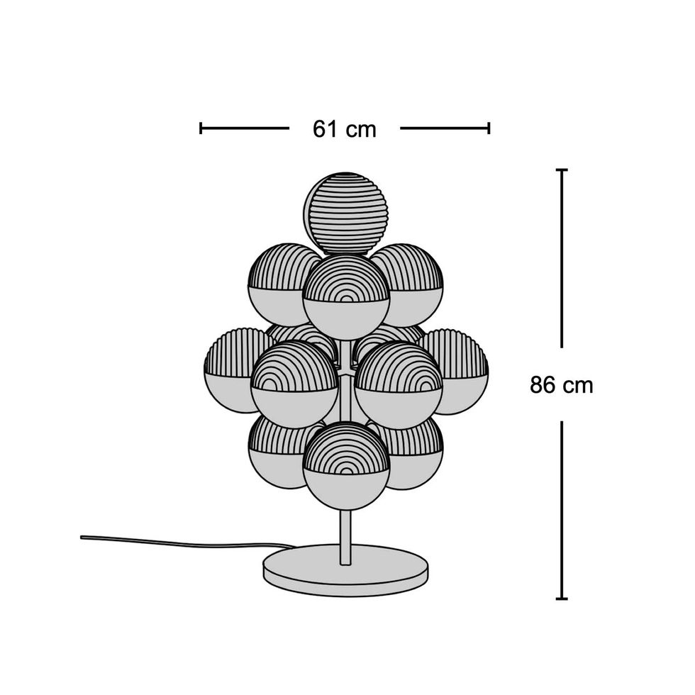 Black and white lamp with 61 cm and 86 cm dimensions, Nue Modern design.