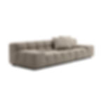 Modern beige sofa with square cushions and pillows, Nue Modern design.