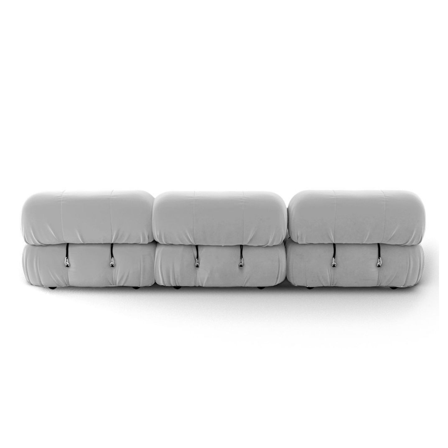 Gray modular sofa, three sections, modern design, white background, Extrasoft - L Seat Module.
