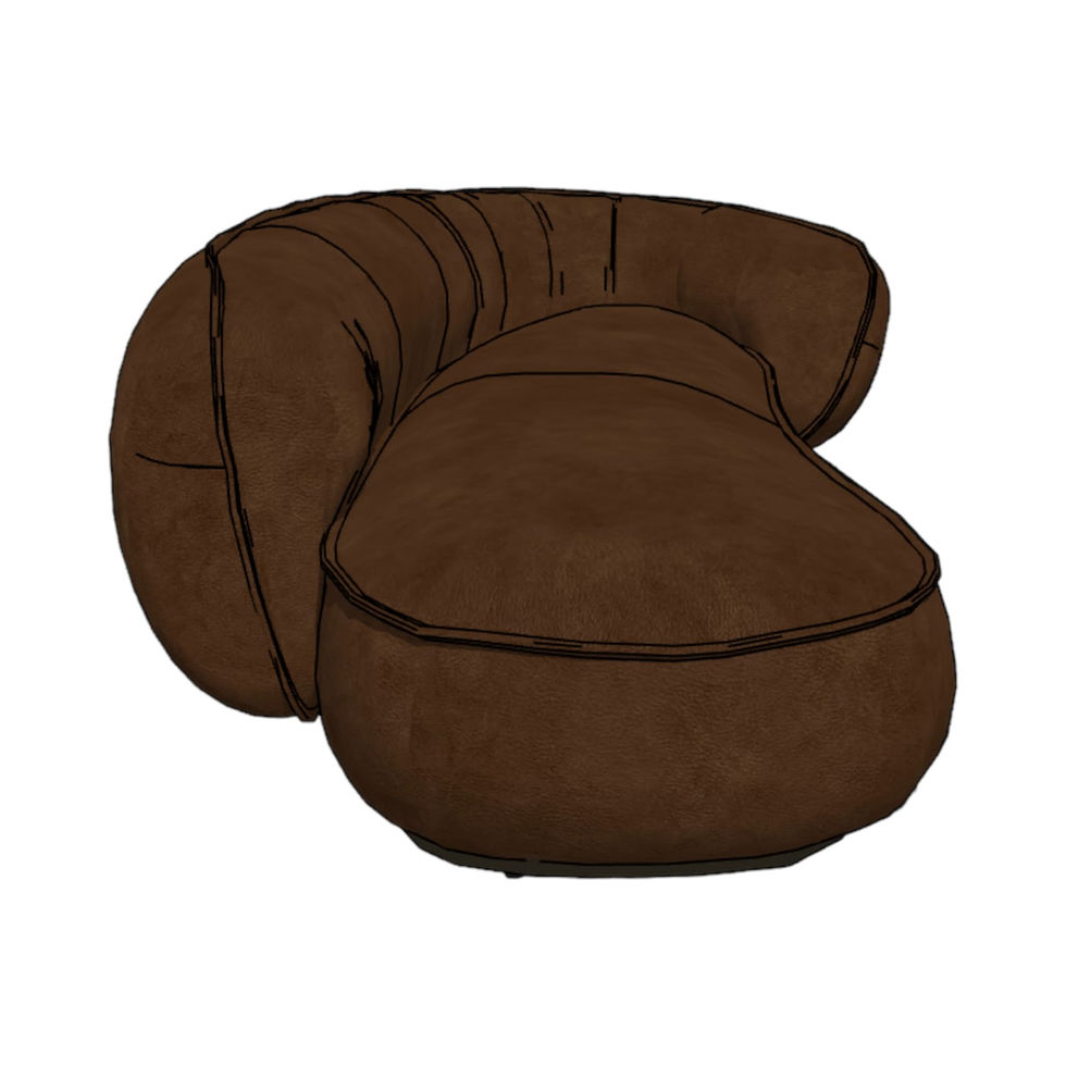 Brown modern sofa, curved design, comfortable seating, Nue Modern