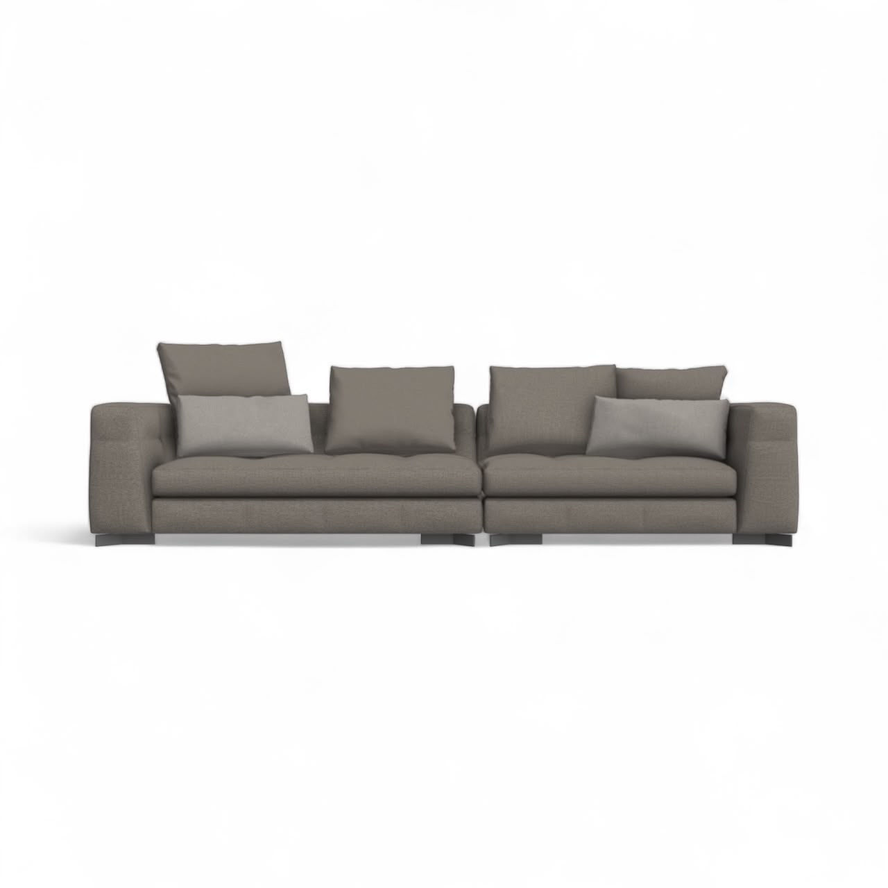 Modern sectional sofa with pillows, isolated on white background Nue Modern