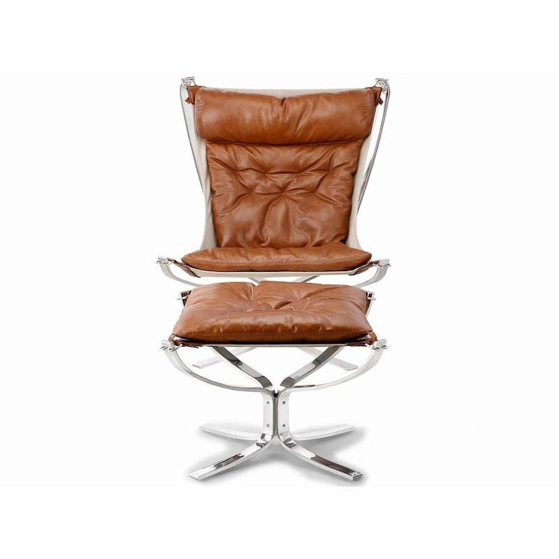 Brown leather Brno Flat-Bar Chair in a studio setting with a white background.