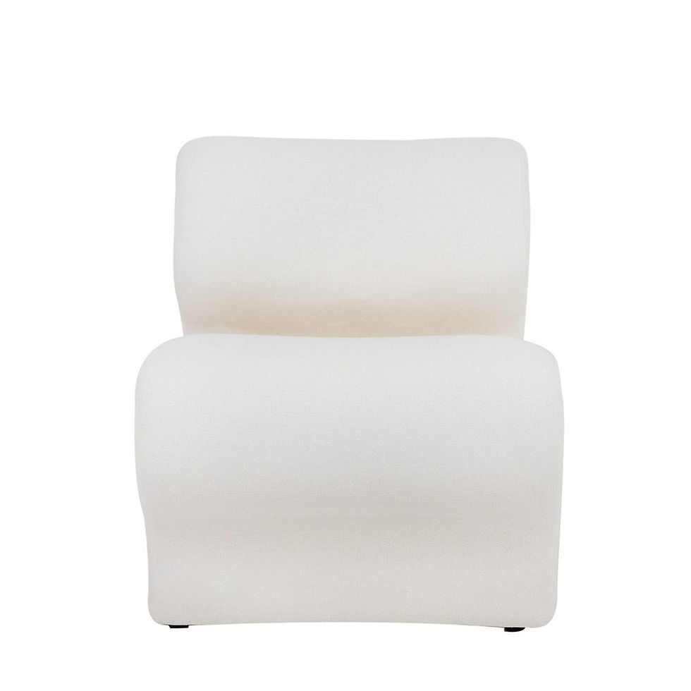 White fabric chair. Modern design, comfortable seating with white background.