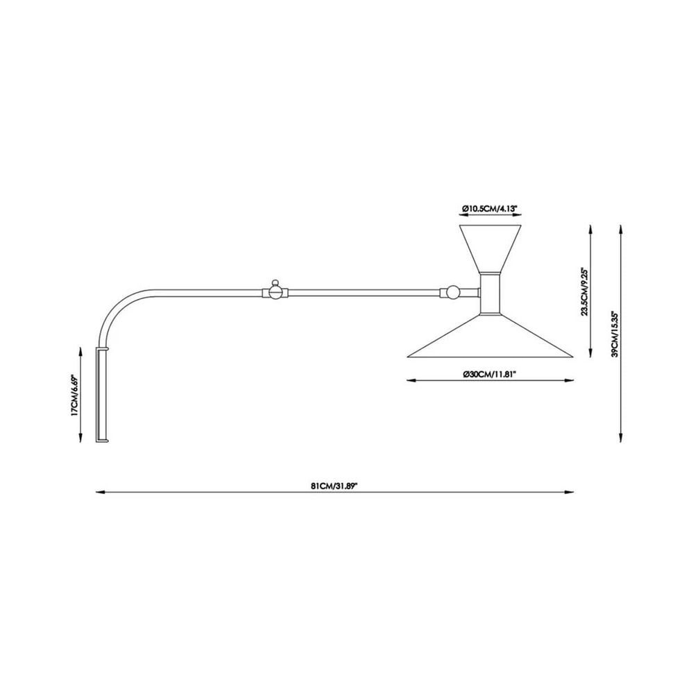 Wall lamp with dimensions Nue Modern design product specifications in detail