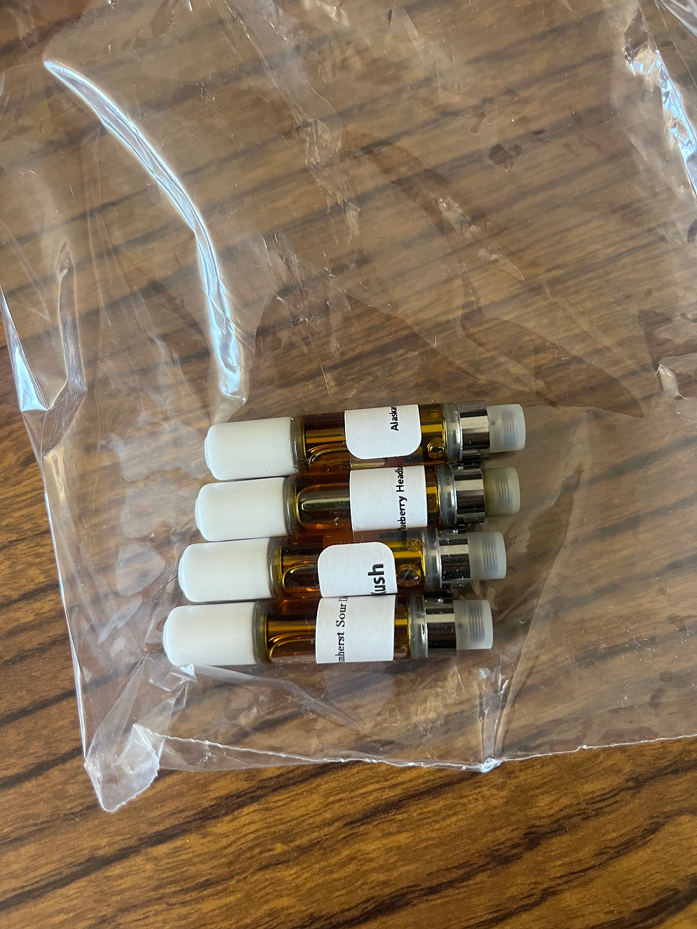 a row of finished distillate cartridges