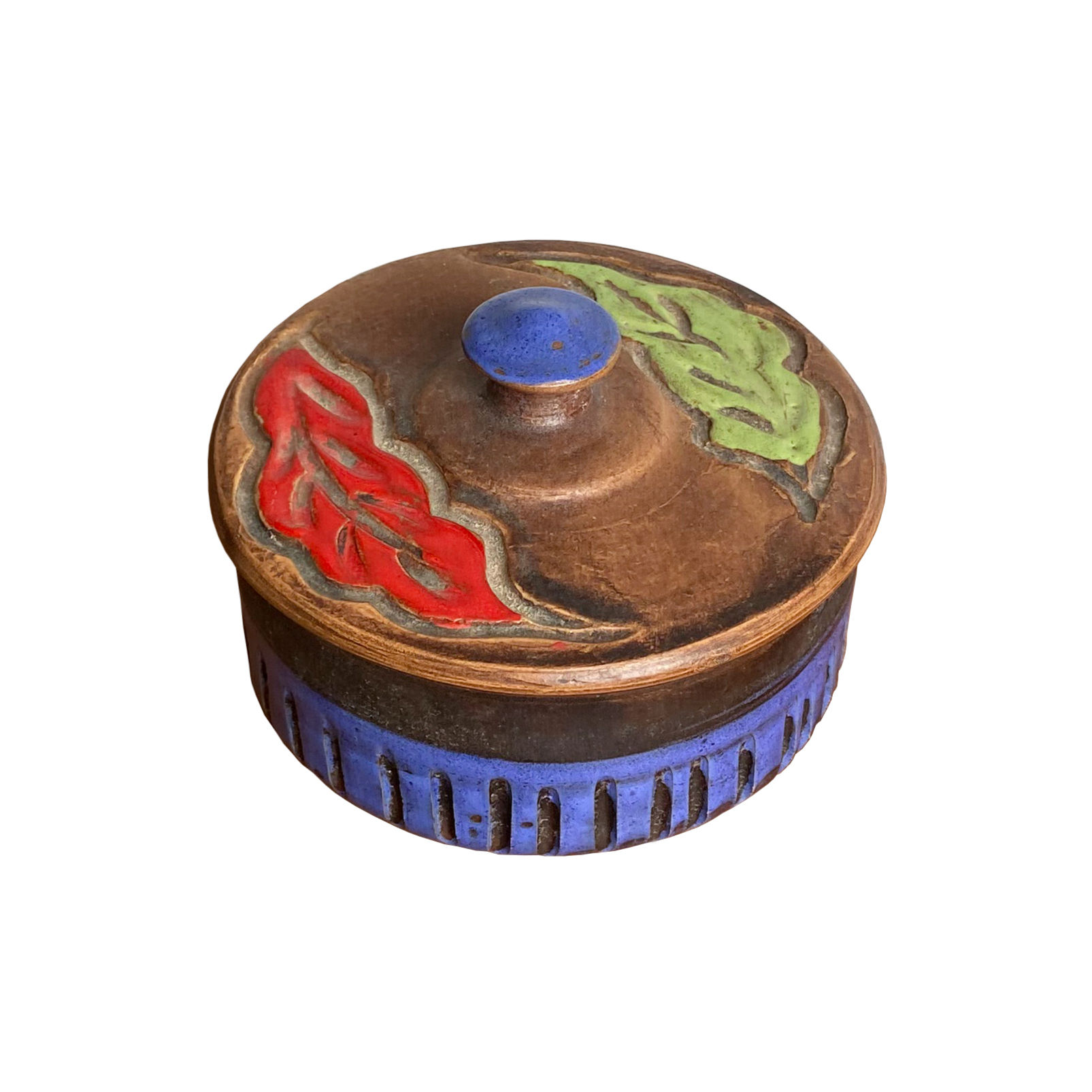 ITALIAN STUDIO POTTERY LEAVES JAR