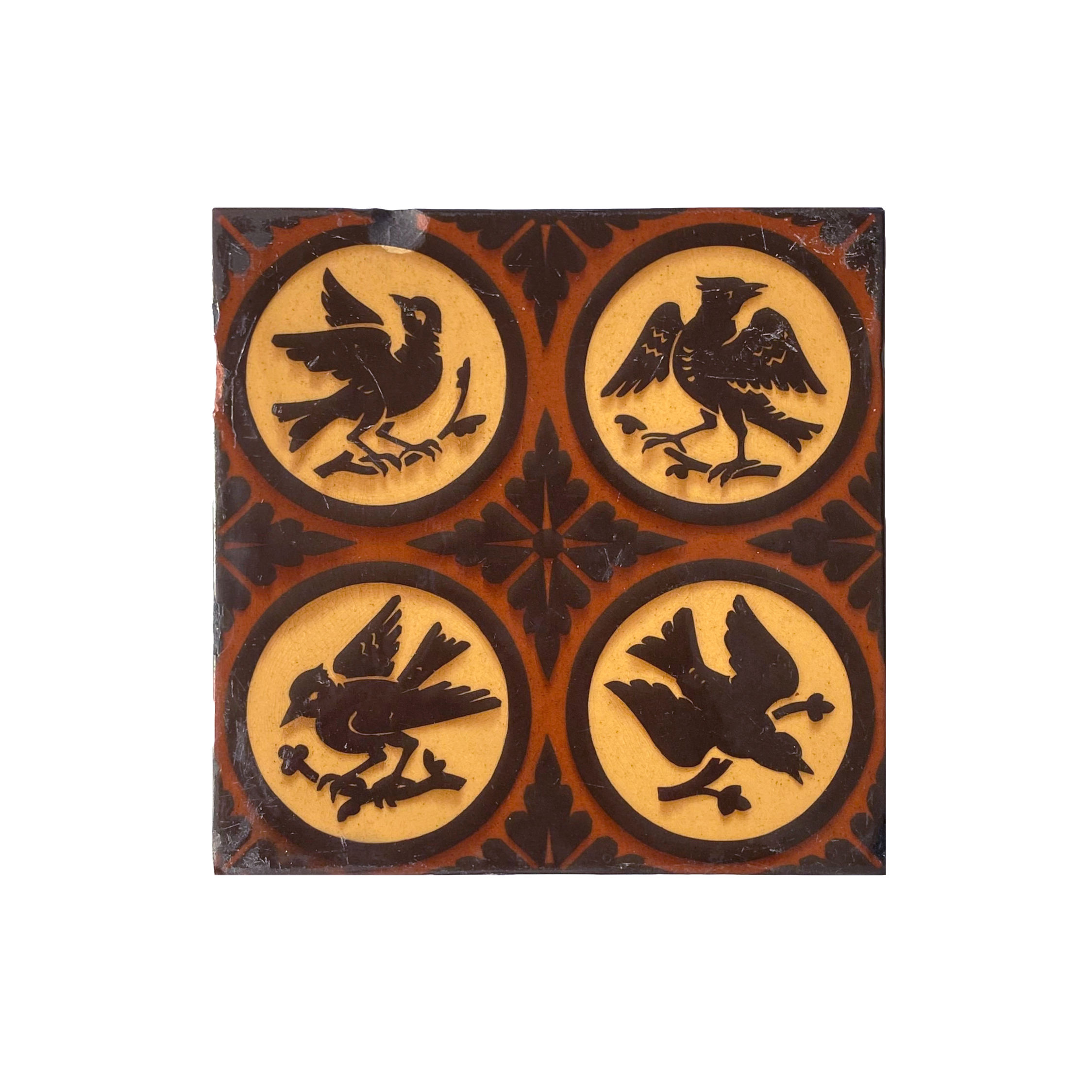 CERAMIC BLACK BIRD TILE 1900s