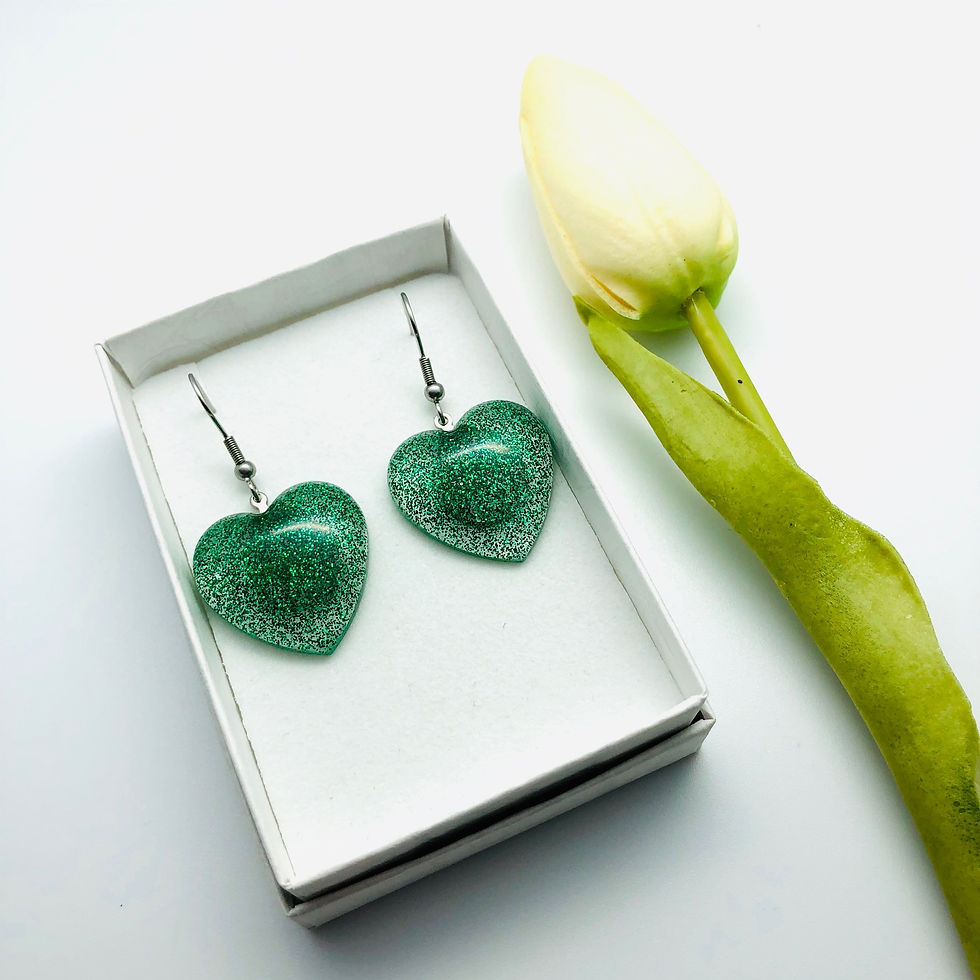 Thumbnail: Heart Glitter Resin Drop Earring